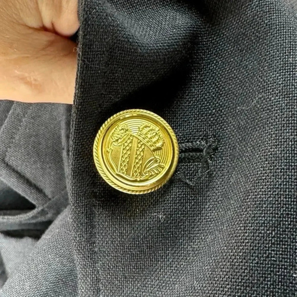 Vintage David Taylor 42L Blazer Sports Jacket Blue Gold Crest Buttons Preppy - Picture 4 of 5